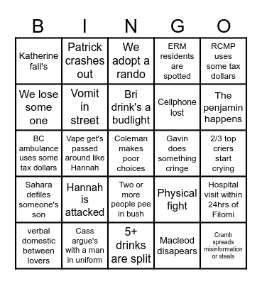 Filomi Bingo Card