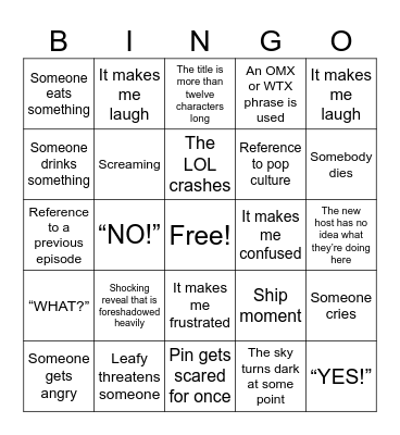 BFDIA 21 Bingo Card