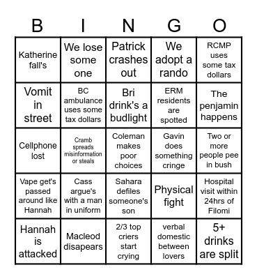 Filomi Bingo Card