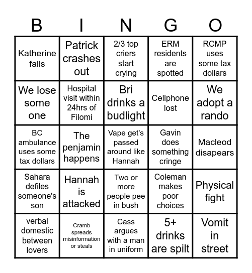 Filomi Bingo Card