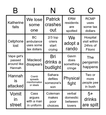 Filomi Bingo Card