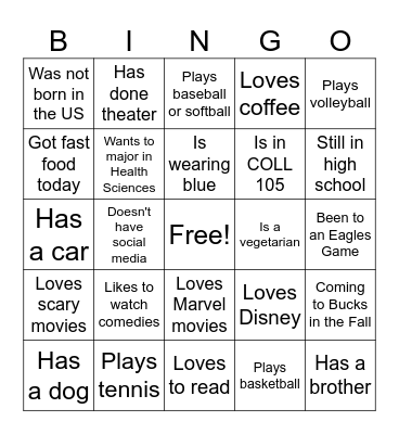 Summer Bridge Bingo Card