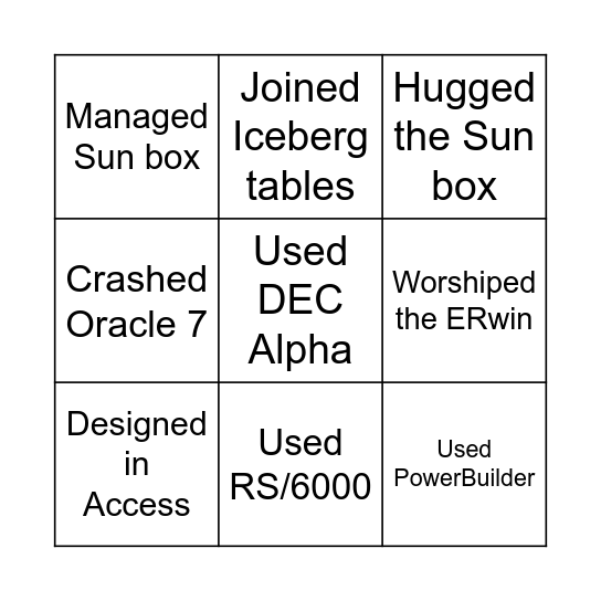 Data Tech Experience 3x3 Bingo Card