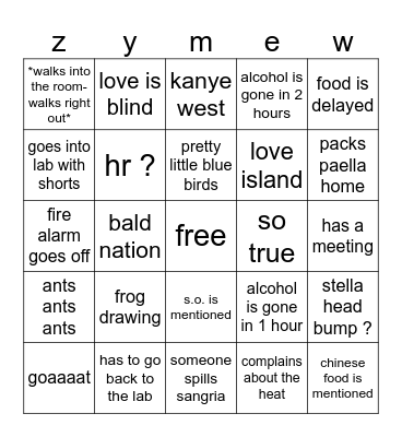 zymeworks bingo Card