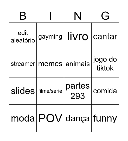 Tiktok Bingo! Bingo Card