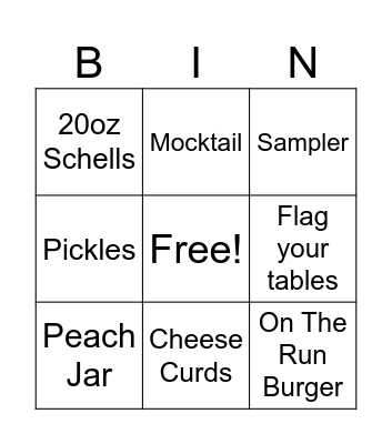 Lunch Bingo 7/17 Bingo Card