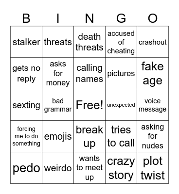 creepy text messages Bingo Card