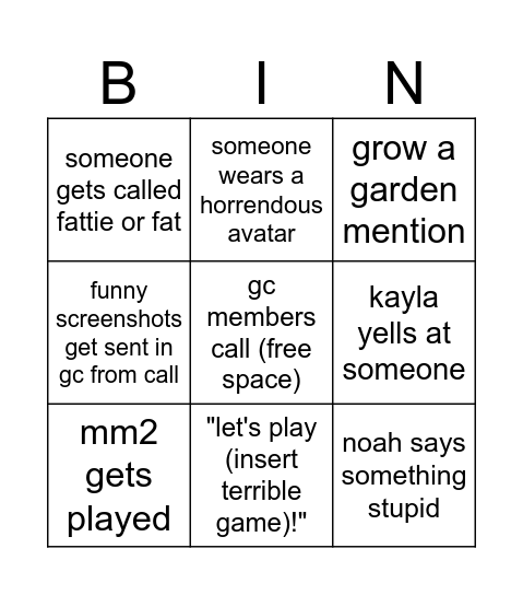 do it jiggle call bingo Card