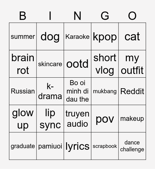 Bingo 5x5 Bingo Card