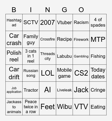 Bingo 6x6 Bingo Card