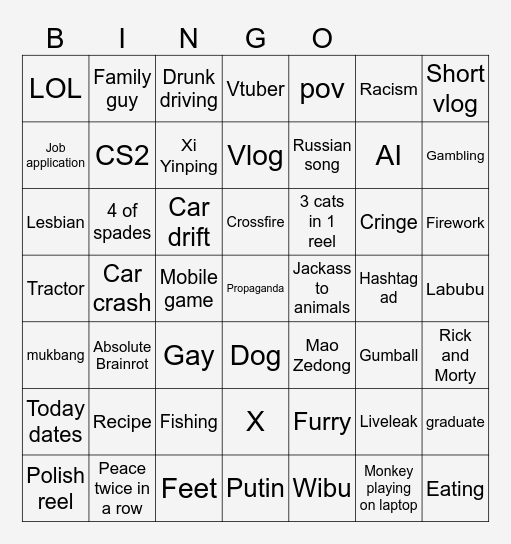 Bingo 7x7 Bingo Card
