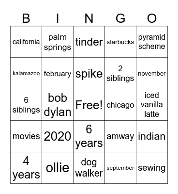 ZACH + AUBREY BINGO <3 Bingo Card