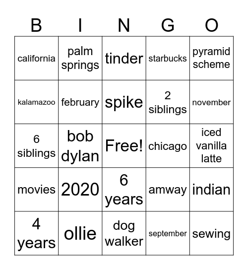 ZACH + AUBREY BINGO <3 Bingo Card