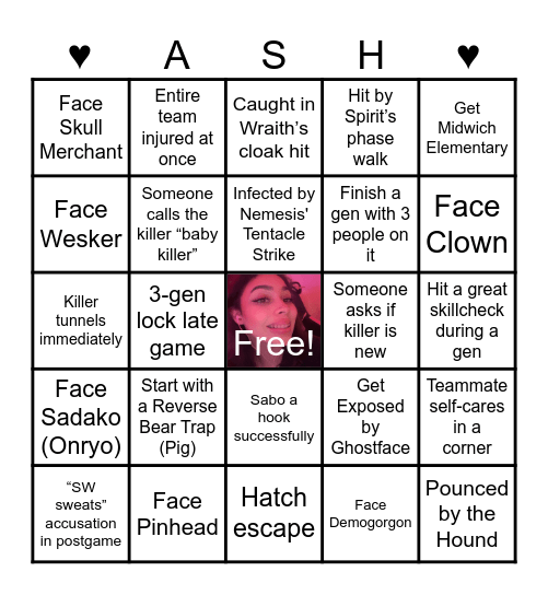 Ash's Birthday Bingo: DBD Bingo Card