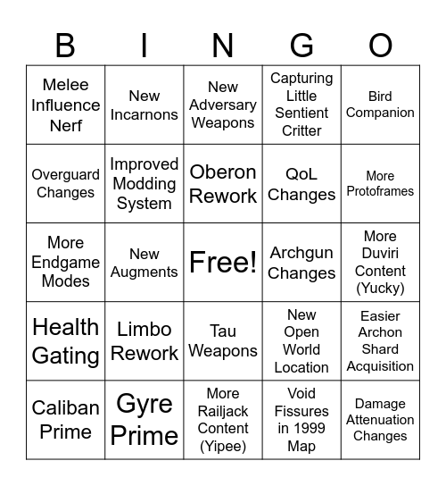 Tennocon2025 Bingo Card
