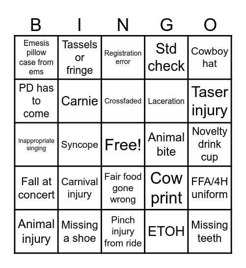 Fair Day 2 Bingo Card