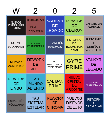 TennoCon 2025 | Warframe Livestream Bingo Card