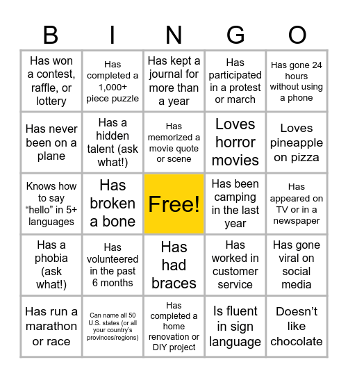 Student Affairs Retreat Human Bingo Card