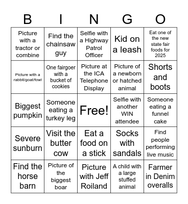 State Fair Bingo Card