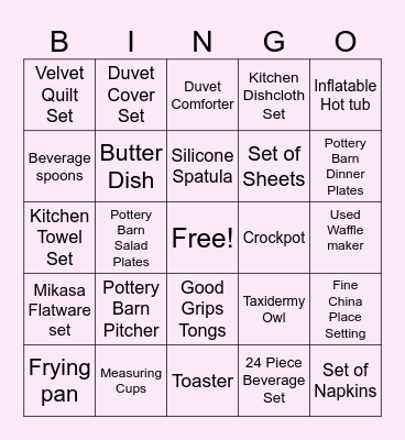 Lindsay's Bridal Shower Bingo! Bingo Card