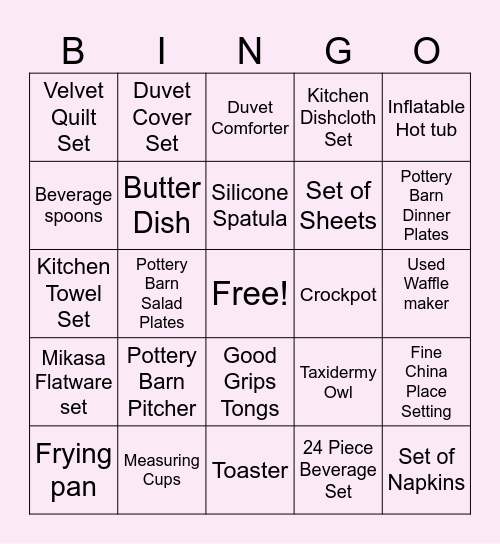 Lindsay's Bridal Shower Bingo! Bingo Card
