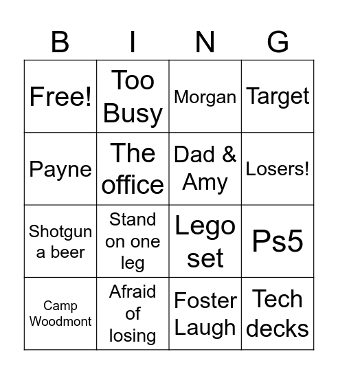 Ben Bingo Card