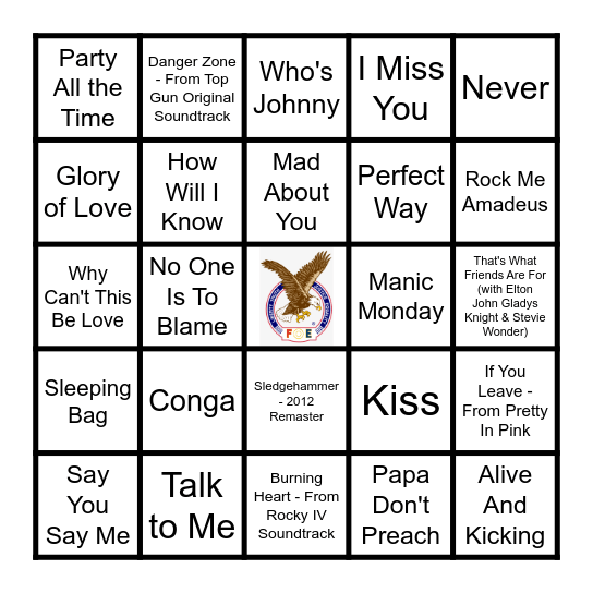 HITS OF 1986 Bingo Card
