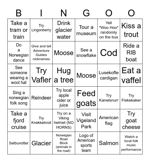 BLACKOUT BINGO - NORWAY Bingo Card