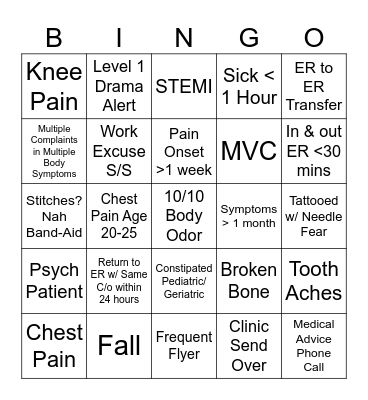 ER BINGO Card