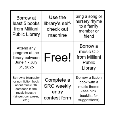 SRC Tic Tac Toe Bingo Card