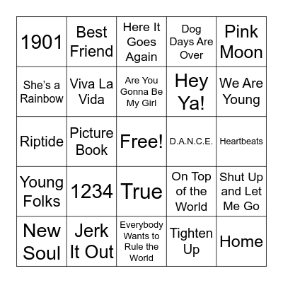 TV Commercial Songs Bingo Card