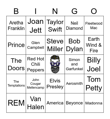 American Music Bingo Card