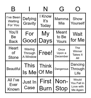 Musicals Mix Bingo Card