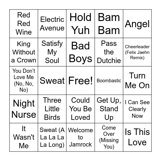 Reggae & Island Vibes Bingo Card