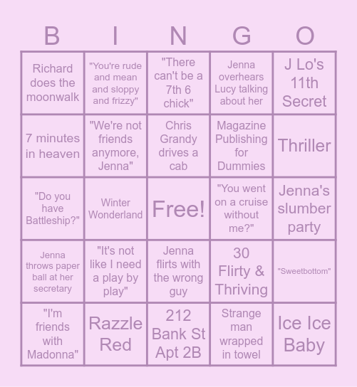 13 going on 30 Bingo Card