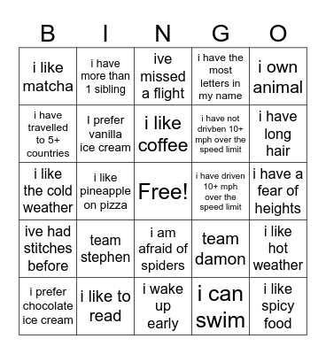hafsahs version of bingo! Bingo Card