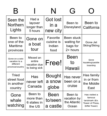 Bell Bingo Voyage Bingo Card