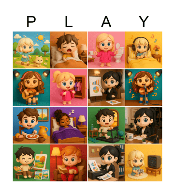 Daily Routine Verbs Bingo Card