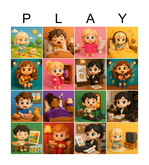 Daily Routine Verbs Bingo Card