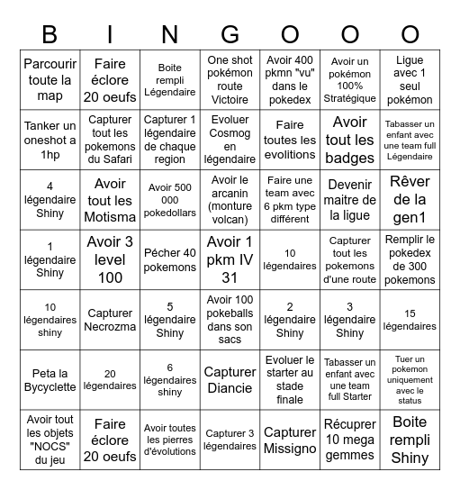 POKEMON ECLAT POURPRE Bingo Card