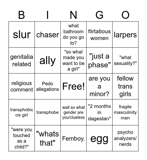 trans girl bingo Card