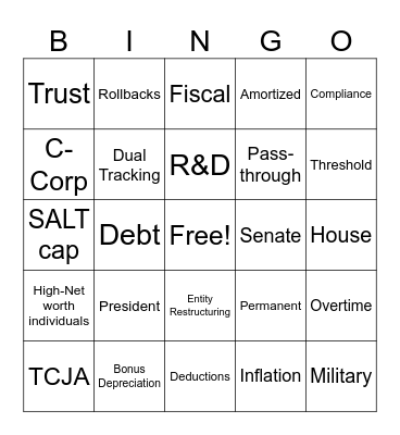 Gursey OBBBA Bingo Card