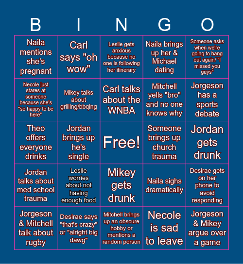 Friends Forever Bingo Card