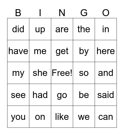 Kindergarten 1st 9 weeks Bingo Card