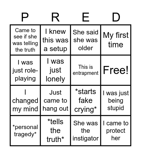 PREDATOR Bingo Card