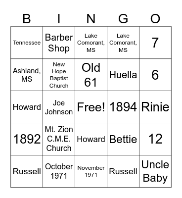 McDonald-Smith Family Reunion 2025 Bingo Card