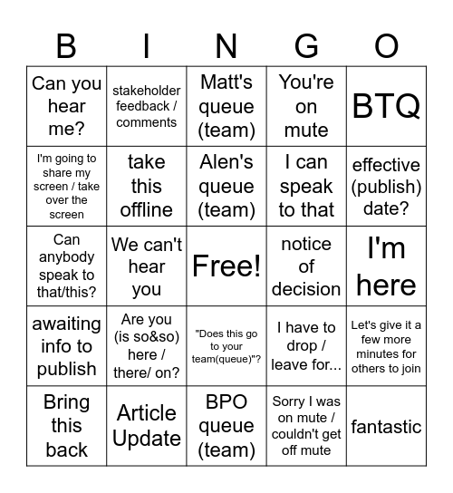 BINGO Card
