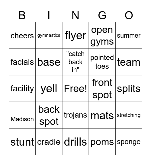 Cheer Retreat BINGO Card
