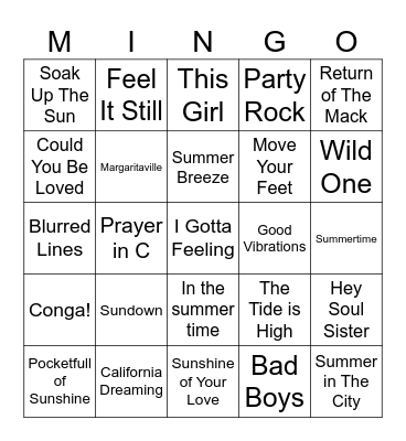 Summer Jamz Blackout! Bingo Card