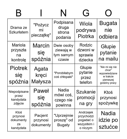 Komisyjne bingo Card